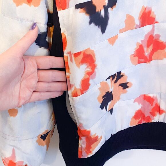 Opening Ceremony Floral 1/4 Zip Silk Bomber Jacket Rare - Picture 8 of 11
